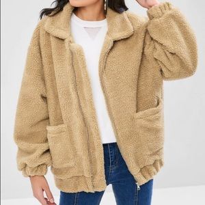 Zaful Zip Up Teddy Coat